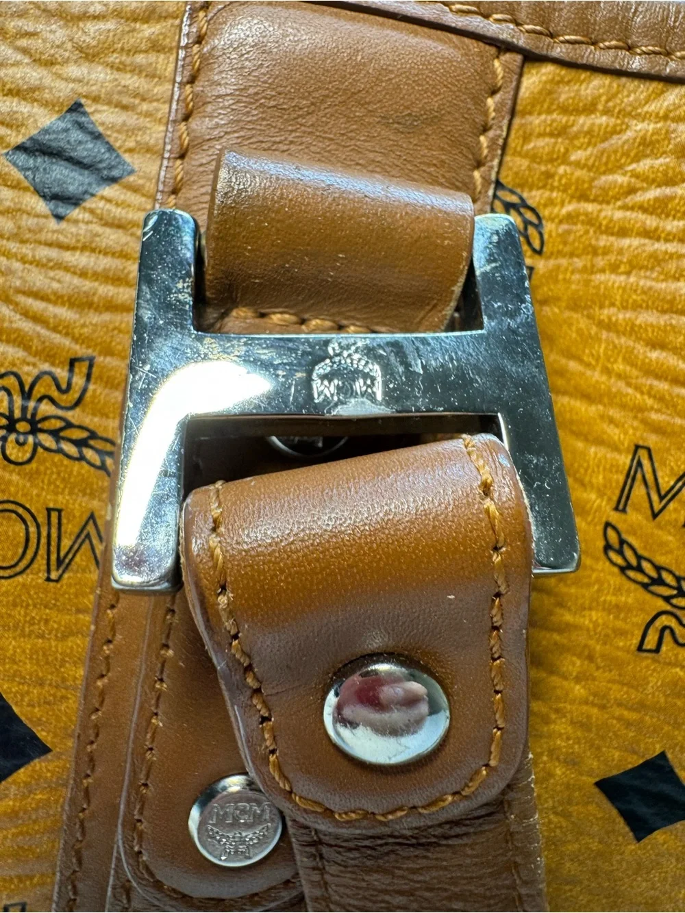 MCM Vintage Cognac Visetos Large Tote Bag